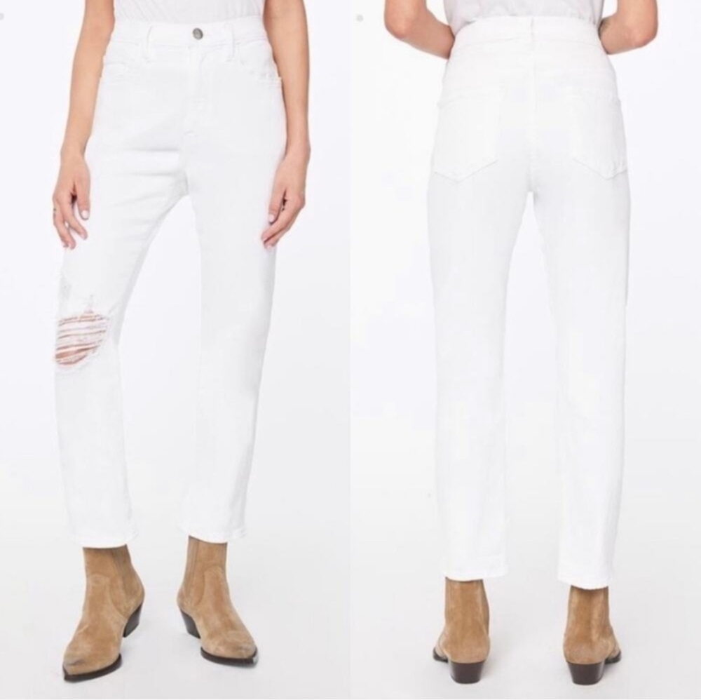 Frame Denim White Distressed Jeans, Sz 26